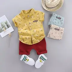 LUSOLSI - Ropa camisa y pantalon corto para niños conjuntos de vestir bebes