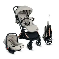 BEBESIT - Coche Bebé Travel System Compacto Pixel Beige