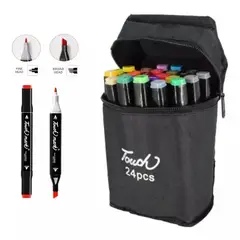 TOUCH - Marcadores X24 pcs Colores Doble Punta Dibujos Base Alcohol