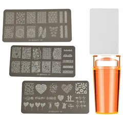 GENERICO - Sello Estampador Uñas + 3 Plantillas Decorador Kit