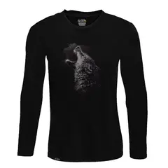 CREACIONES NU CROWN - Camiseta Manga Larga Lobo Canino fuego hombre NU CROWN