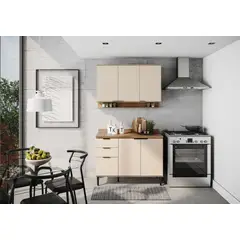 BERTOLINI - Cocina Integral en MDP 120cm con mesón MDP 6 puertas Beige