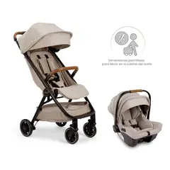 NUNA - Coche Bebe Ultracompacto + Portabebe Caviar Hazelwood