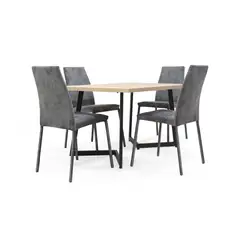 VENECIA - Set de Comedor 4P Rio con Sillas Gris