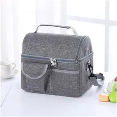 ONE PIXEL - Lonchera Térmica Bolsa Almuerzo Impermeable Doble Bolsillo Gris