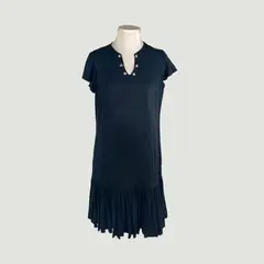 L Y H - Vestido Para Mujer Manga Corta Negro Marca L&H