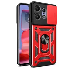 GENERICO - Funda Estuche Case Slider Compatible Con Motorola Edge 50 Pro Rojo