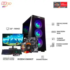 AMD - COMPUTADOR GAMER RYZEN 5 5600G + MONITOR 22" FHD - RAM 16GB DDR4 - SSD 1TB- A520