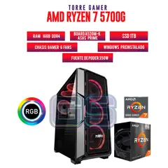 AMD - TORRE GAMER RYZEN 7 5700G 16GB RAM 1TB M2 SSD BOARD A520M-K CHASIS 6 FANS