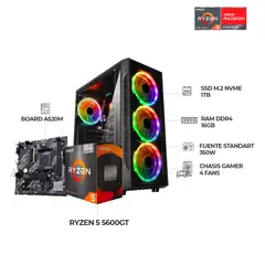 AMD - COMPUTADOR GAMER RYZEN 5 5600GT - RAM 16GB - SSD 1TB - A520 - CHASIS 4 FANS RGB