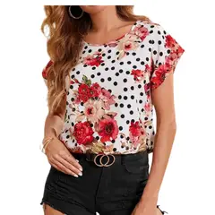 YURELKSHOP - BLUSA CASUAL ESTAMPADA MANGA CORTA