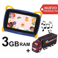 KRONO - Tablet Niños 3GB RAM Android 11 Wifi + 32GB 7 Pulgadas + Parlante Camion AZUL