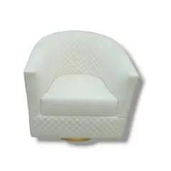 DAVINCI - Poltrona diseño de lujo tela ovejera color blanca base giratoria