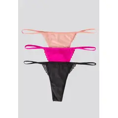 FORMAS INTIMAS - Brasilera Paq X3 Mujer Negro/Fucsia/Rosa FI 7313