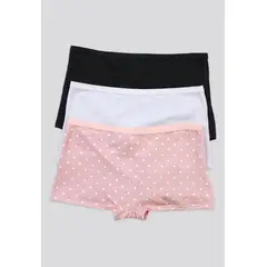 FORMAS INTIMAS - Bóxer Paq X3 Infantil Rosa Estampado/Negro/Blanco FI 34641