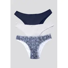 FORMAS INTIMAS - Panty Paq X3 Mujer Azul Navy/Blanco/Estampado FI 96450