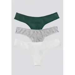 FORMAS INTIMAS - Brasilera Paq X3 Mujer Verde/Gris Jaspe/Blanco FI 96636