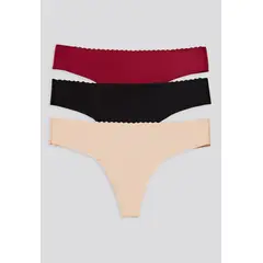 FORMAS INTIMAS - Brasilera Paq X3 Mujer Piel/Negro/Vino FI 16969