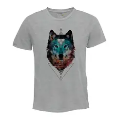 CREACIONES NU CROWN - Camiseta Lobo Triangulo hombre Gris Original Nu Crown