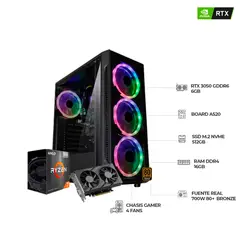 AMD - TORRE GAMER RYZEN 7 5700G 16GB RAM RTX 3050 6GB 1TB SSD BOARD A520