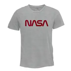 CREACIONES NU CROWN - Camiseta Nasa letras rojas hombre Gris Original Nu Crown