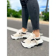 EVEGONZ - Tenis Deportivo de Mujer Calzado Beige Cómodo de Moda