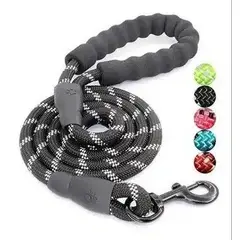 WUUFU - Correa Para Perros Lazo Reflectivo Mango Goma - ROSA-NEGRO
