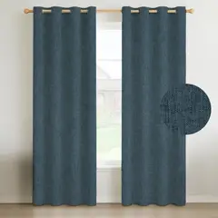 CASATUA - Cortina Blackout 100% Anti Luz, 2 Paños 140x220 TexturaLino - Azul marino