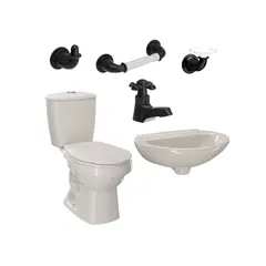 CORONA - Combo Laguna Bone sin pedestal Grifería Balta y Accesorios Valencia