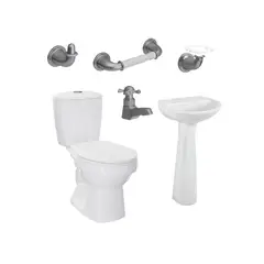CORONA - Combo Laguna Blanco con pedestal Grifería Balta y Accesorios Valencia