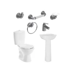 CORONA - Combo Manantial Pro Blanco con pedestal Grifería y Accesorios Gris