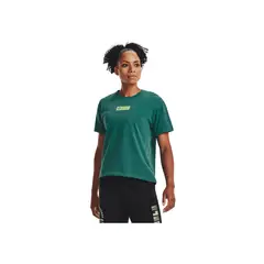UNDER ARMOUR - Camiseta UA PJT ROCK GLOBE SS Verde MUJER 1376917-722-5VR