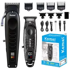 KEMEI - Combo Barbero Profesional Peluquera + Patillera Original