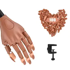 GENERAL - Mano De Practica Con Prensa Manicure + 100 Uñas Repuesto