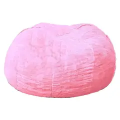 DORMIPUFF - Puff Redondo Tela Peluche Gigante Rosado Silla Cojín