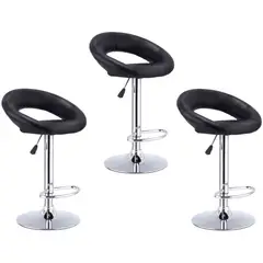 MOBLIHOUSE - Set X3 Silla Barra Ovni Negra Acolchada Diseño Moderno