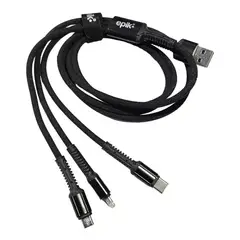 EPIK - Cable Multiple Carga Rápida 3 en 1 iPhone Tipo C Micro USB