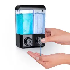 KLINIU - Dispensador de jabon 800 ml Doble Valvula NEGRO