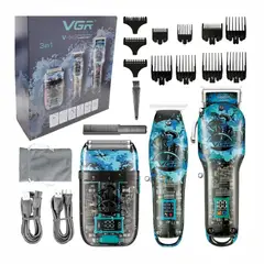 VGR - Combo 3 En 1 Peluquera Patillera Shaver V-645 Recargable