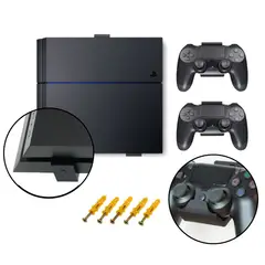 GENERICO - Soporte De Pared Para Ps4 Fat + 2 Soportes Para Control Negro.
