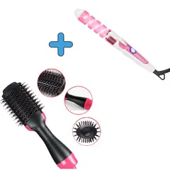 ONE PIXEL - Combo Cepillo Giratorio Caliente Para Cabello + Pinza Rizador Encrespador