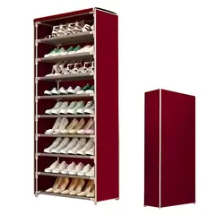 TECNOHOGAR JS - Zapatero 9 Niveles Con Forro De Tela Tubos Metalicos