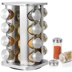 ONE PIXEL - Especiero Cocina 16 Condimentos Giratorio Vidrio Acero Inox