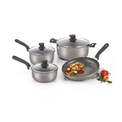IMUSA - Batería de Cocina 7 piezas Antiadherente con Tapa de Vidrio