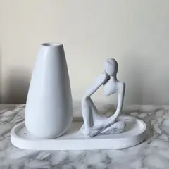 DECORACIONES ALE Y GABY - Jarrón Decorativo Pera Blanco 9X15CMS