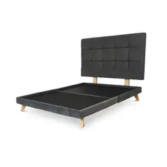 VENECIA - Set Base Cama Verona Doble y Cabecero Brend Tela Gris