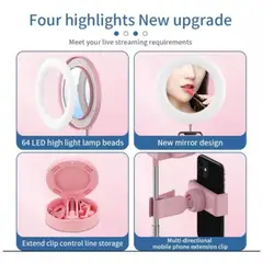 AFM - Aro De Luz Con Espejo+soporte Celular Selfies 3 Modos De Luz