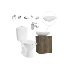 CORONA - Combo Manantial Pro redondo Mueble con Lavamanos Grifería Accesorios