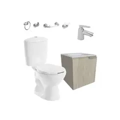 CORONA - Combo Manantial Pro redondo Mueble con Lavamanos Grifería Accesorios