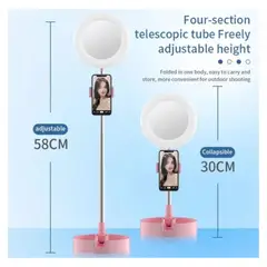 AFM - Aro De Luz Con Espejo + soporte Celular 3 Modos De Luz Selfies